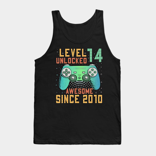 Level Unlocked 14th Birthday Year Old Gamer Bday Tank Top by Saboia Alves